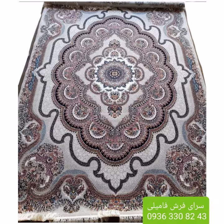 فرش ماشینی طرح باغ ملک4متری رنگ فیلی تراکم 2100