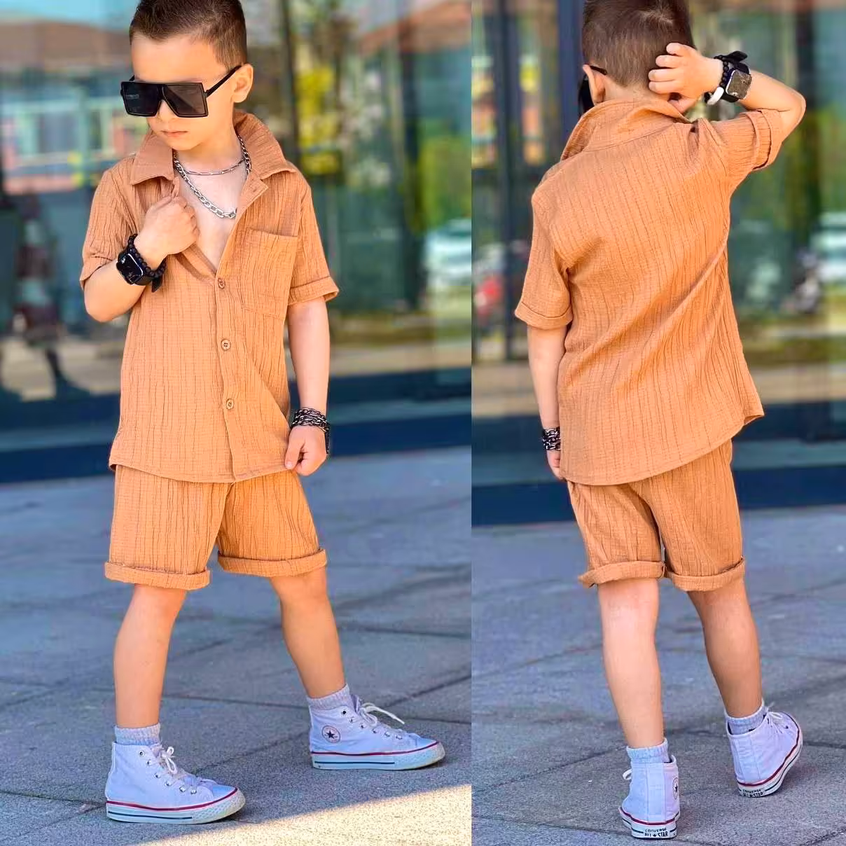 ست مجلسی پیرهن شرت لاکچری کراش نخ خنک سایز 40 تا 55