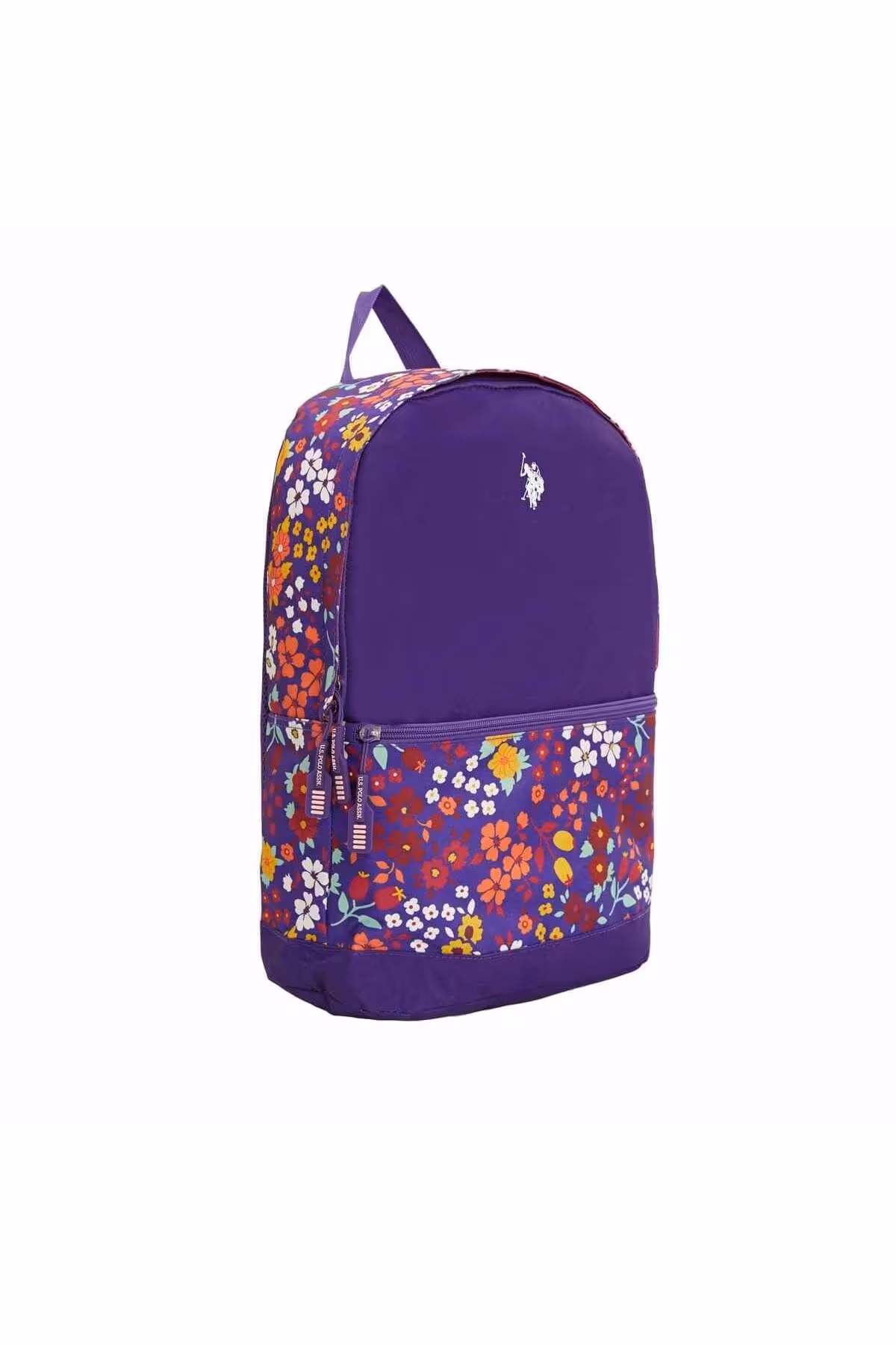 کیف مدرسه بنفش مردانه و زنانه مجوز الگوی گلهای سیاه 2023 U.S. Polo Assn.