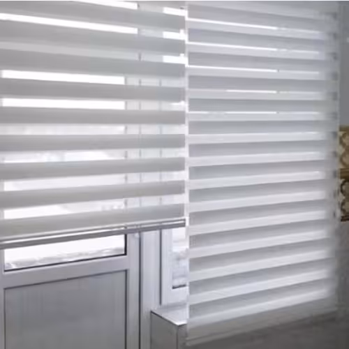 پرده زبرا ساده 2رنگ سفید 