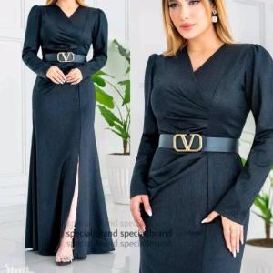 پیراهن مهمانی زنانه لمه مدل پیراهن ماکسی مجلسی نغمه اگه کمربند دار شیک 85254