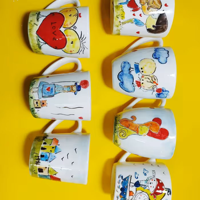 لیوان سرامیکی نقاشی زیرلعابی