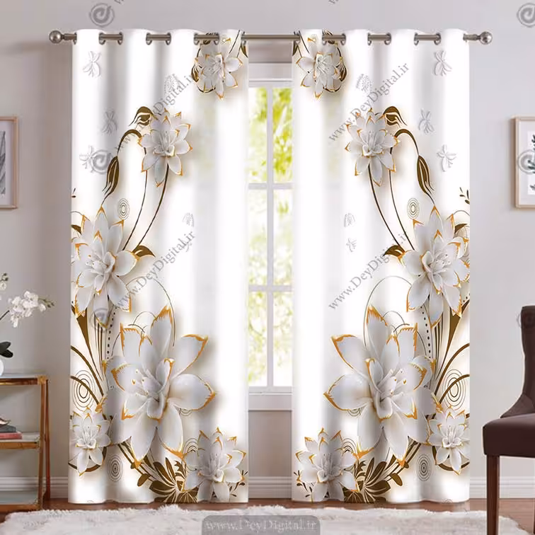 پرده گل سه بعدی PK-4615