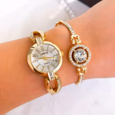 ست ساعت زنانه بهمراه دست بند