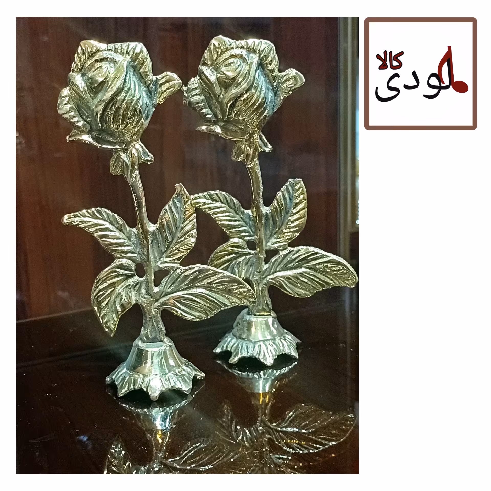تندیس برنزی گل رز 2 عددی 