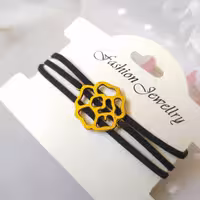 دستبند تریشه با پلاک برنجی هدیه کادو تولد عیدی پشت گره ای معمولی 3عدد دستبند باهم