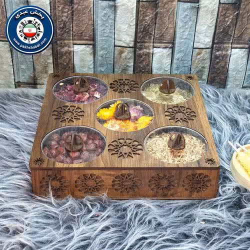 جعبه تی بگ 5 خانه مربع طرح دار
