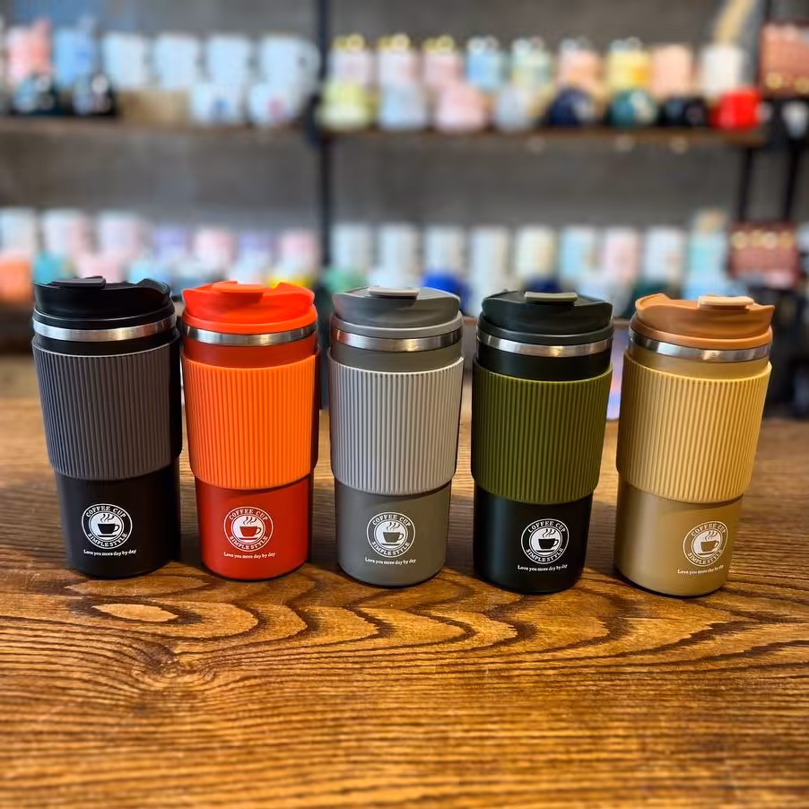 تراول ماگ کافی دور سیلیکون حجم 450 میل آسان نوش استیل 