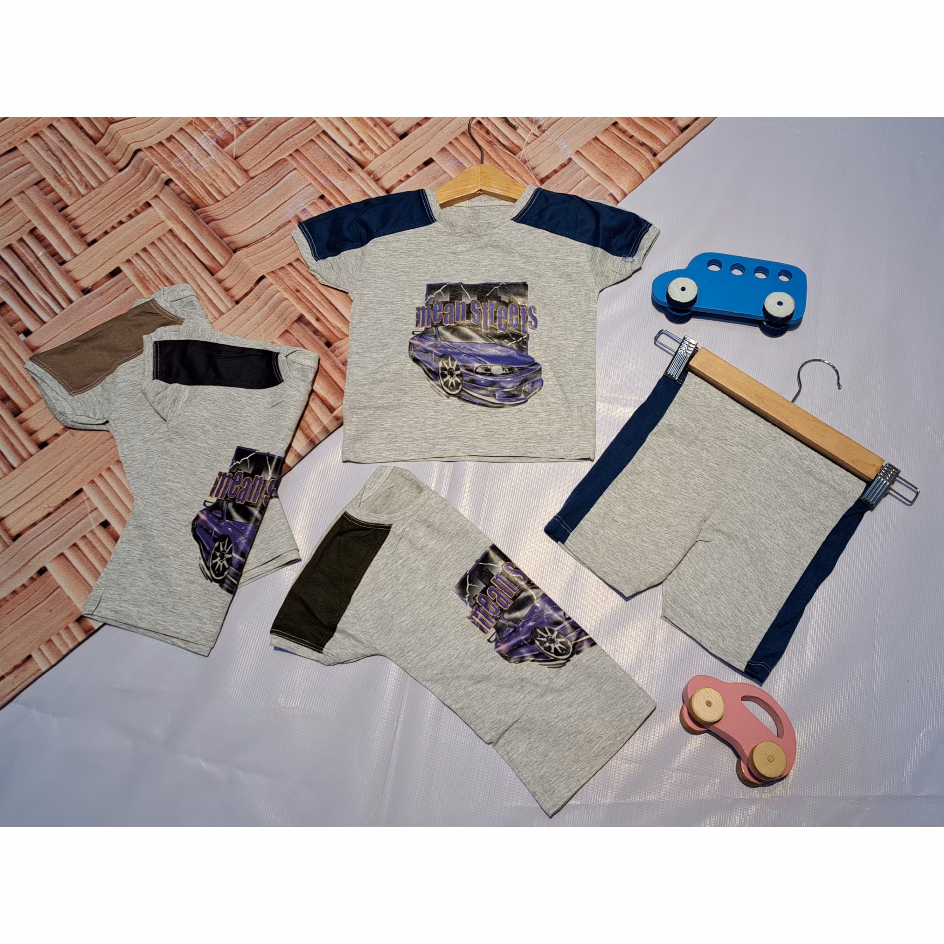 تیشرت شلوارک پسرانه رنگبندی متنوع جنس ملانژ سایز 35 و 40