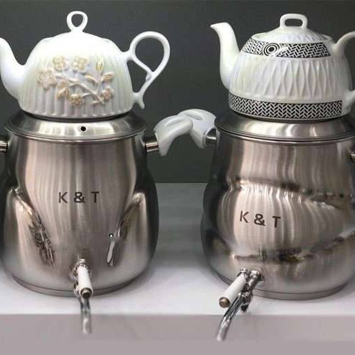 کتری و قوری 5 لیتری استیل شیر دار مارک KT و stainless Steel
