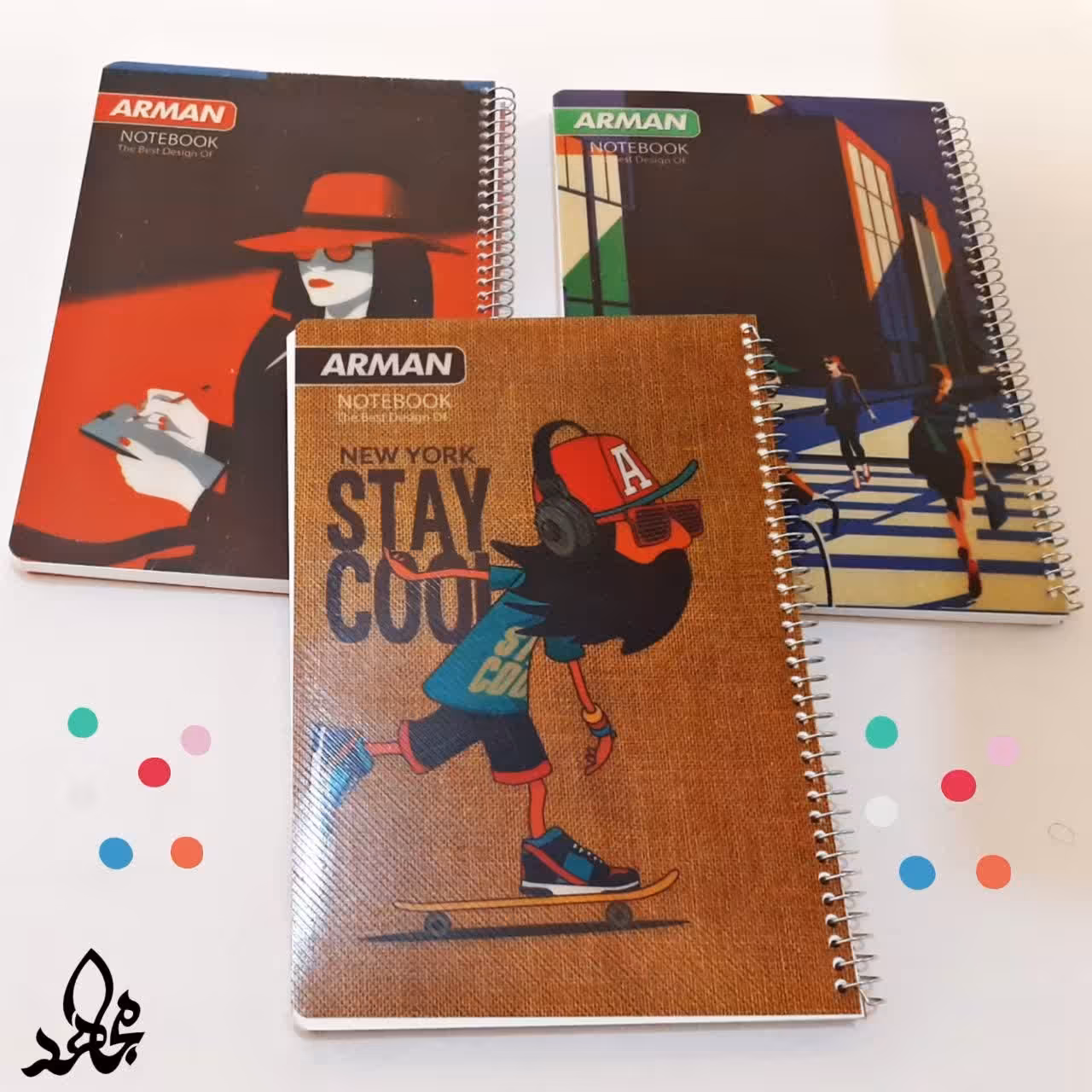 دفتر سیمی صدبرگ طرح دار جلد طلقی 