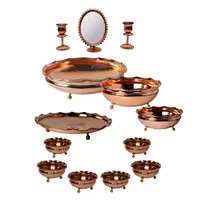 ست پذیرایی 3 پایه مجلل 4 تیکه و هفت سین 3 پایه مجلل مسی. آینه و  شمعدان مسی کلا 13 تیکه شیک و با کیفیت در مس نمونه زنجان