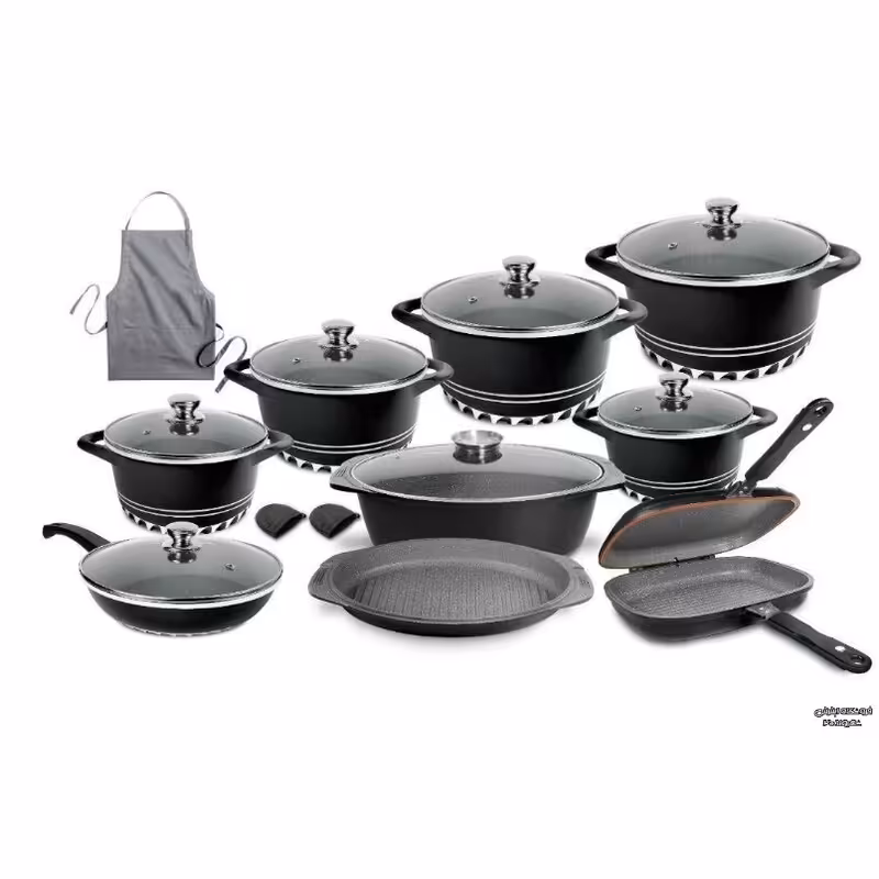 سرویس قابلمه ام جی اس mgsچدن گرانیت 22پارچه مشکی و طوسی