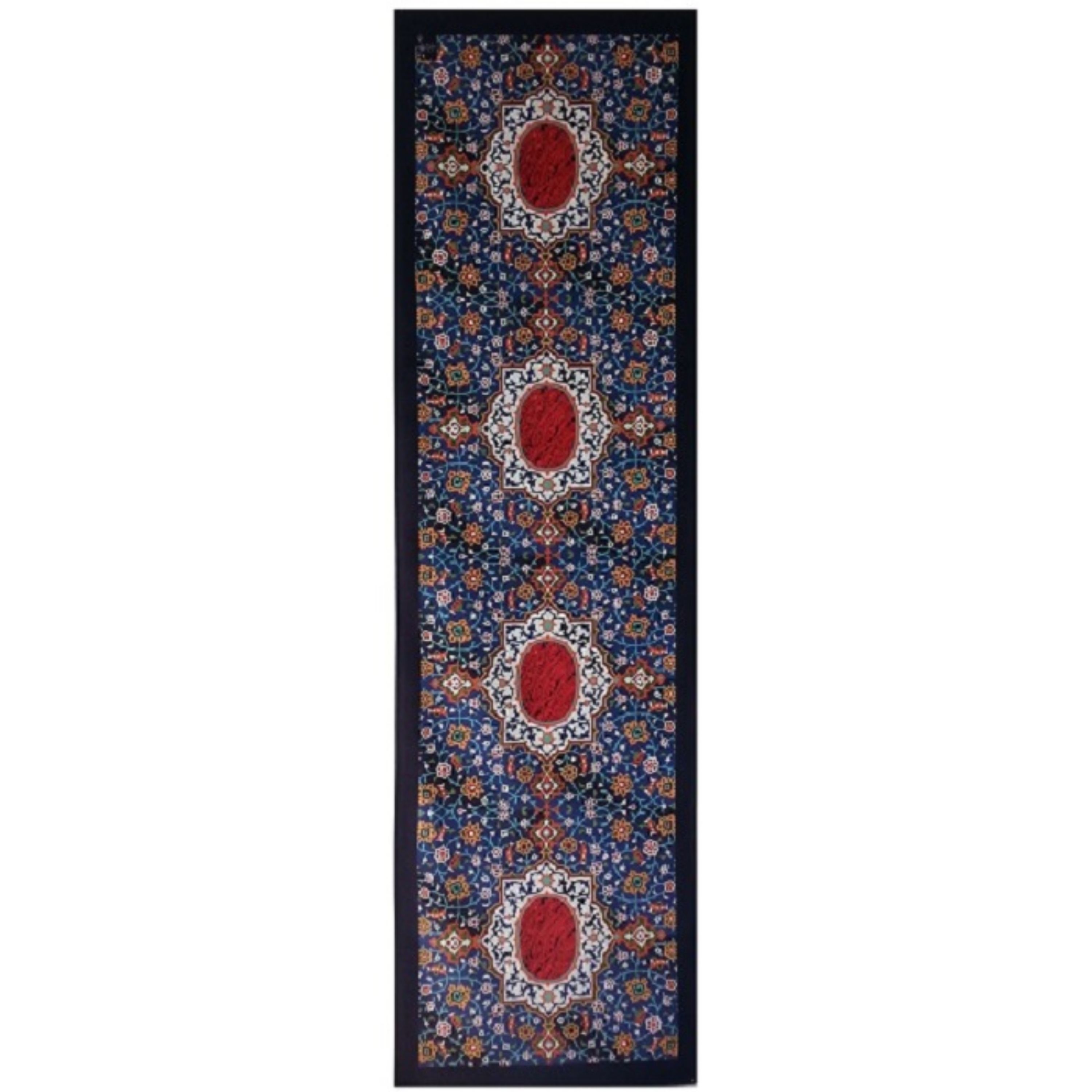 رومیزی رانر مخمل کوبیده طرح کاشی کد MAKHRAN8 کیفیت جنس و رنگ عالی بدون آستر