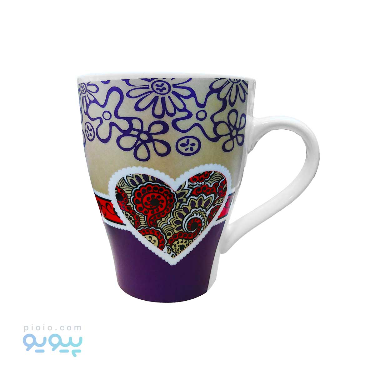 لیوان چینی بزرگ طرح قلب عمده و کارتنی