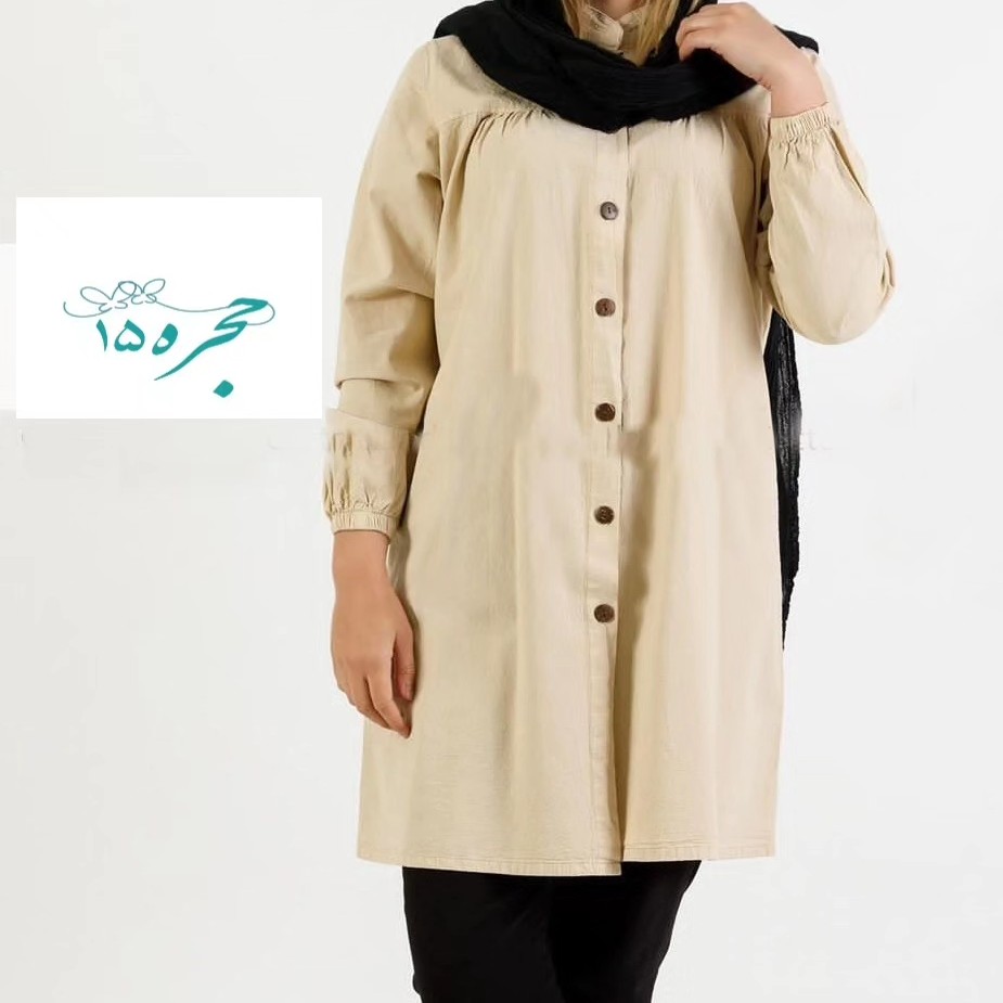 مانتو تمام دکمه گندم 2