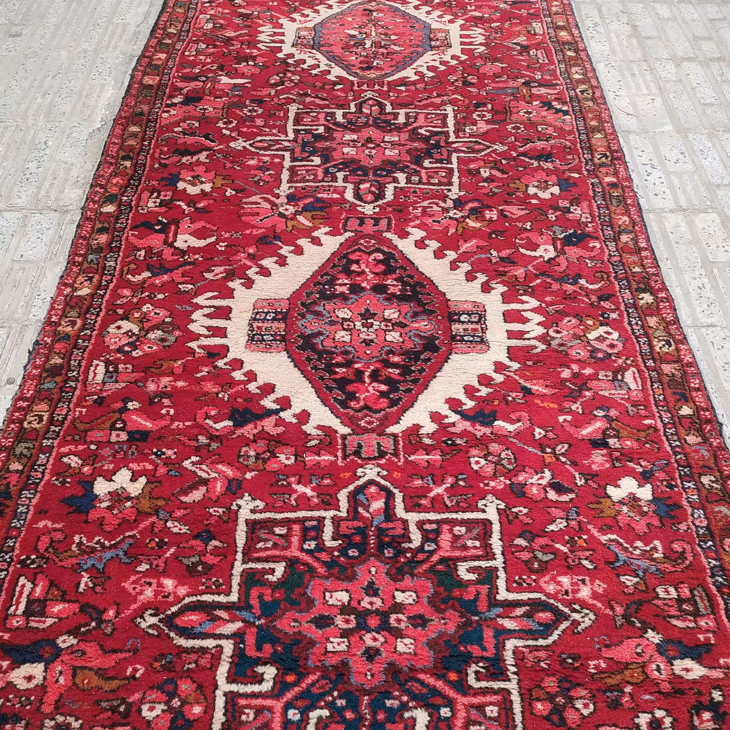 فرش کناره دستبافت قرجه سایز 100*366