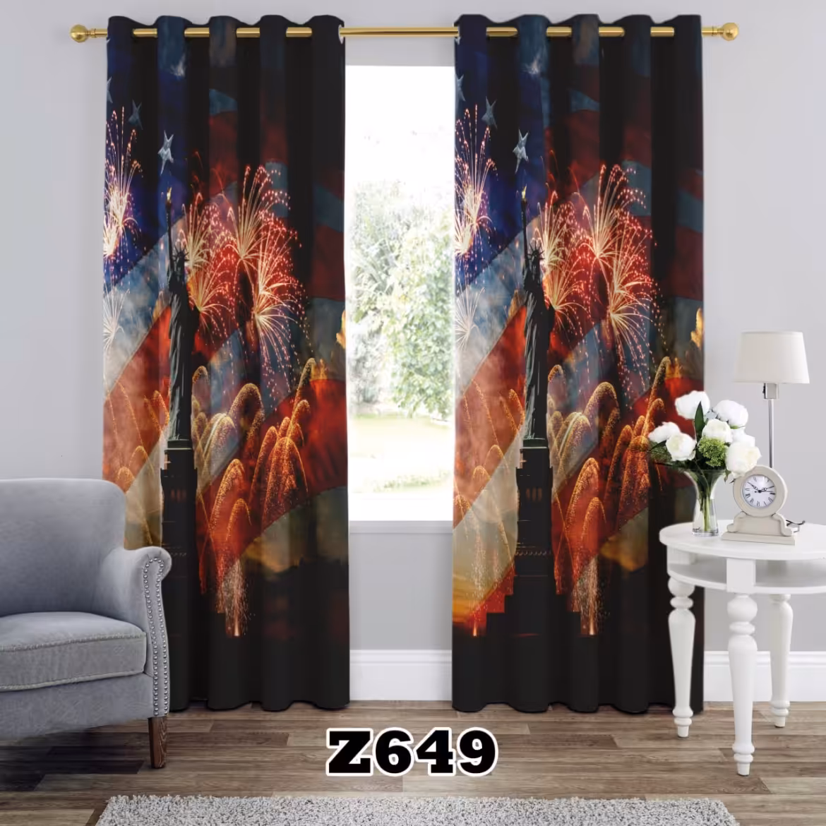 یک عدد پنل پرده اماده طرح آمریکا z649