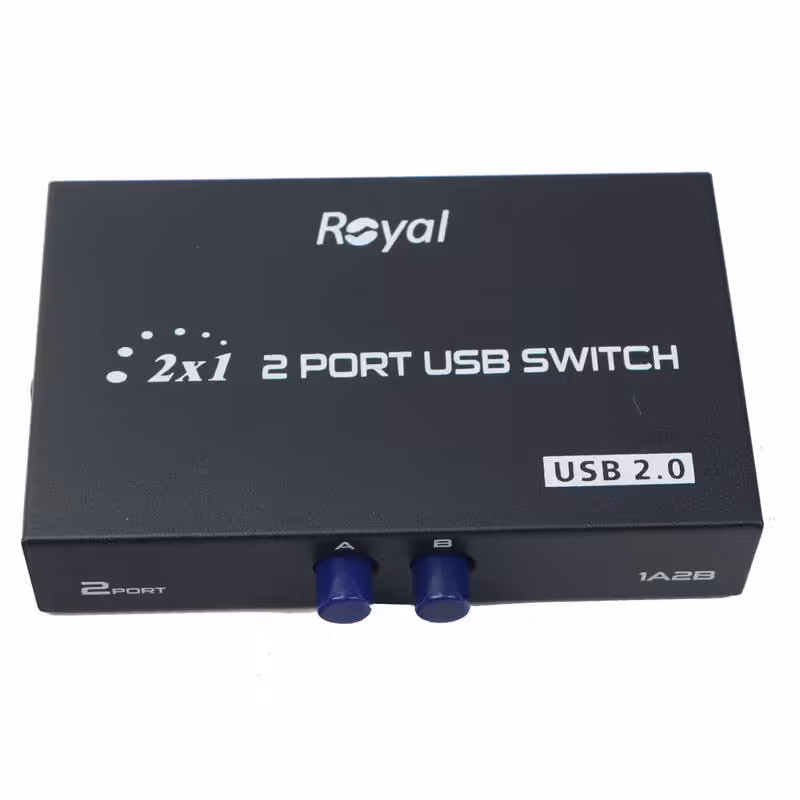 سوییچ پرینتر رویال 1a2b usb switch سوییچ دوپورت چاپگر یا اسکنریا وب کم یا پلاتر و... 