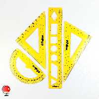 ست گونیا خط کش 4 تیکه ژله ای پالمو PALMO زرد کد 2652