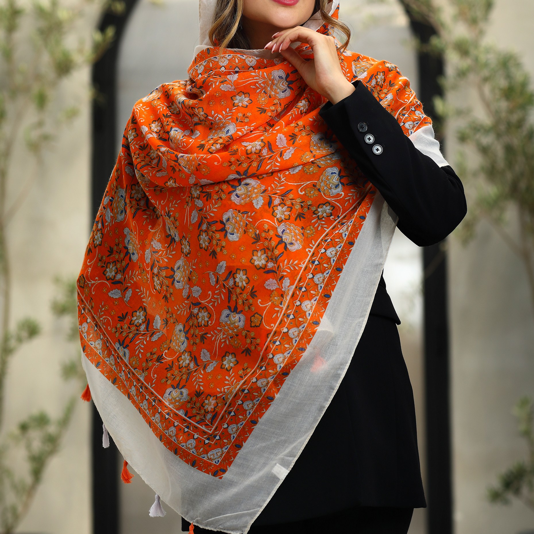 شال نخی منگوله دار کد 34148