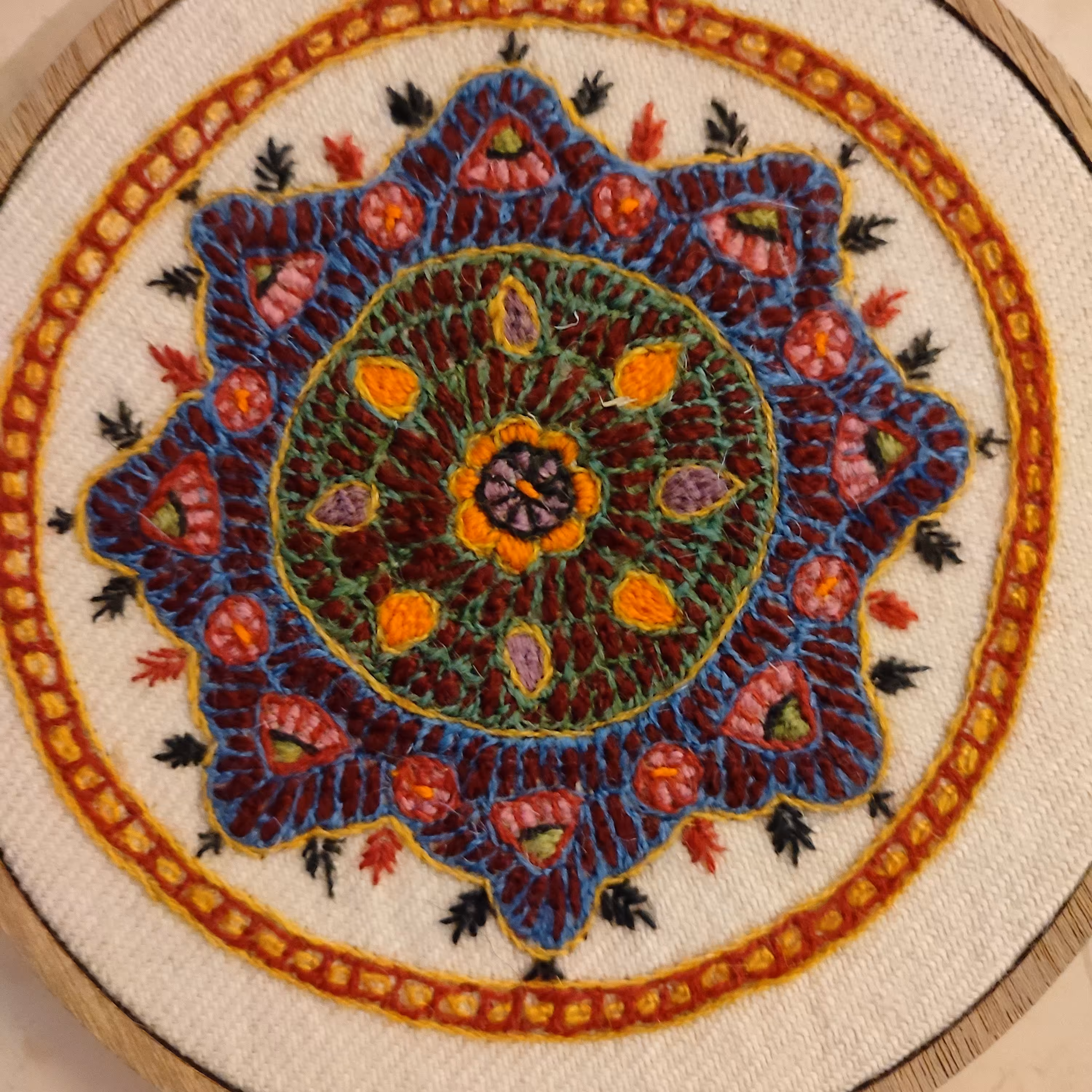 دیوار کوب پته دوزی شده یک جفت با قطر16سانت دوخته شده با نخ گیاهی مرغوب