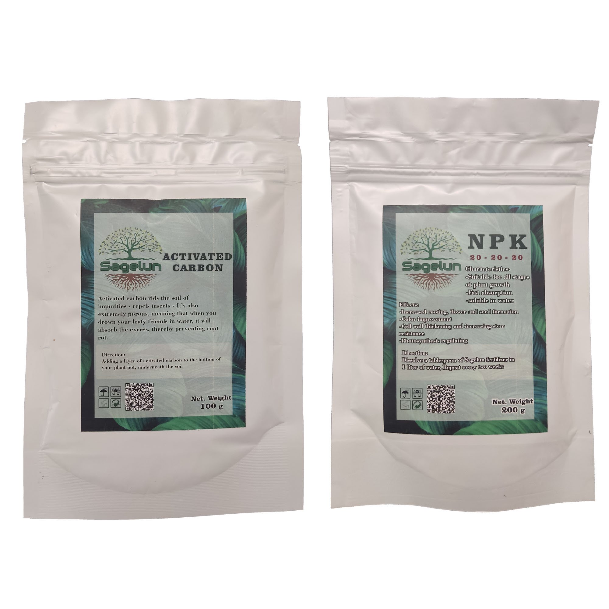 پک کود کامل NPK دویست گرمی و مکمل کربن فعال 100 گرمی