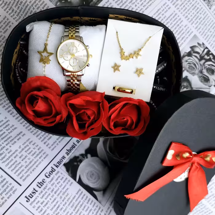 باکس ولنتاین دخترانه زنانه ست ساعت کادو زنانه کادو یلدا ارسال رایگان 