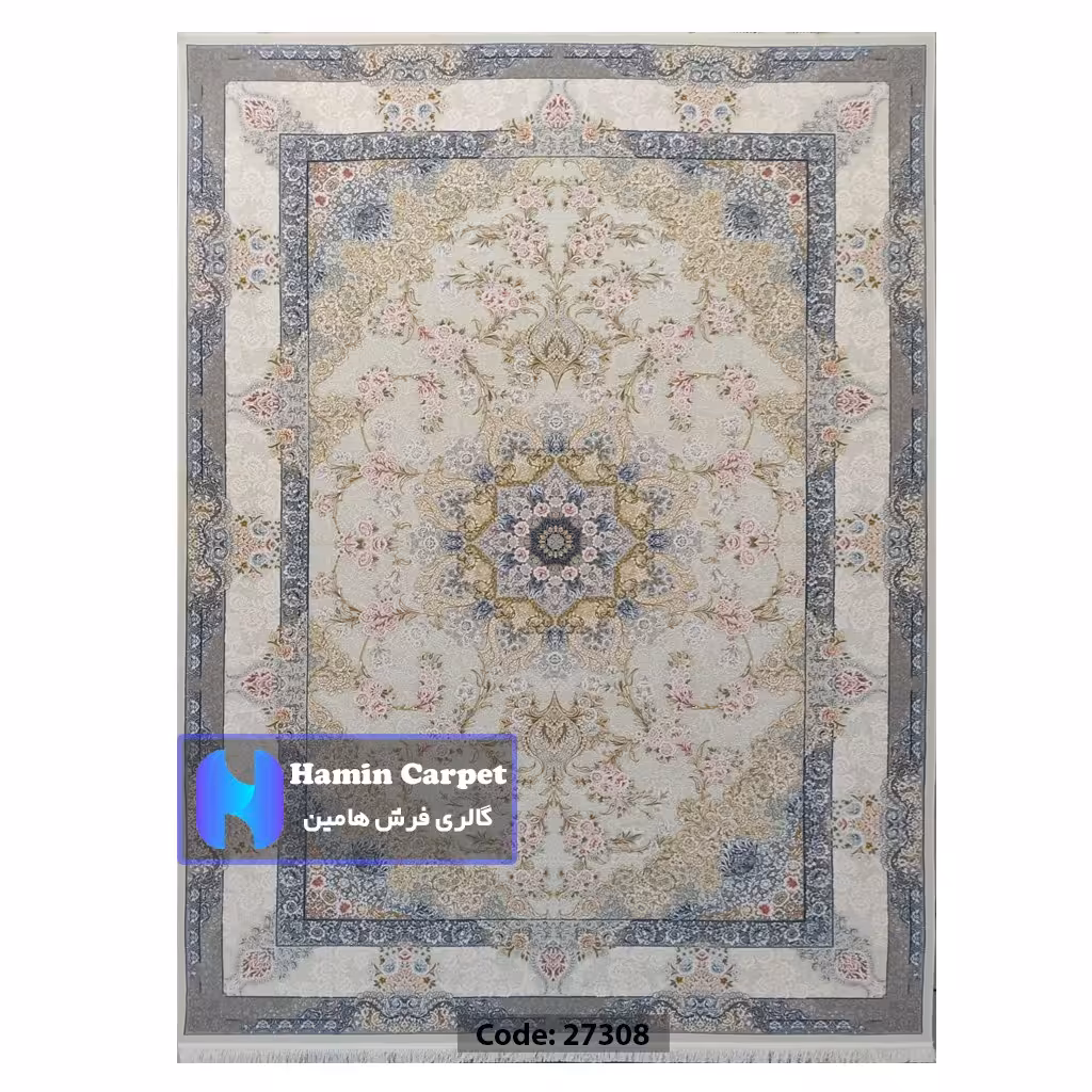 فرش 6 متری 1200 شانه تراکم 3600  نخ اکلریک گل برجسته کد  AR27308
