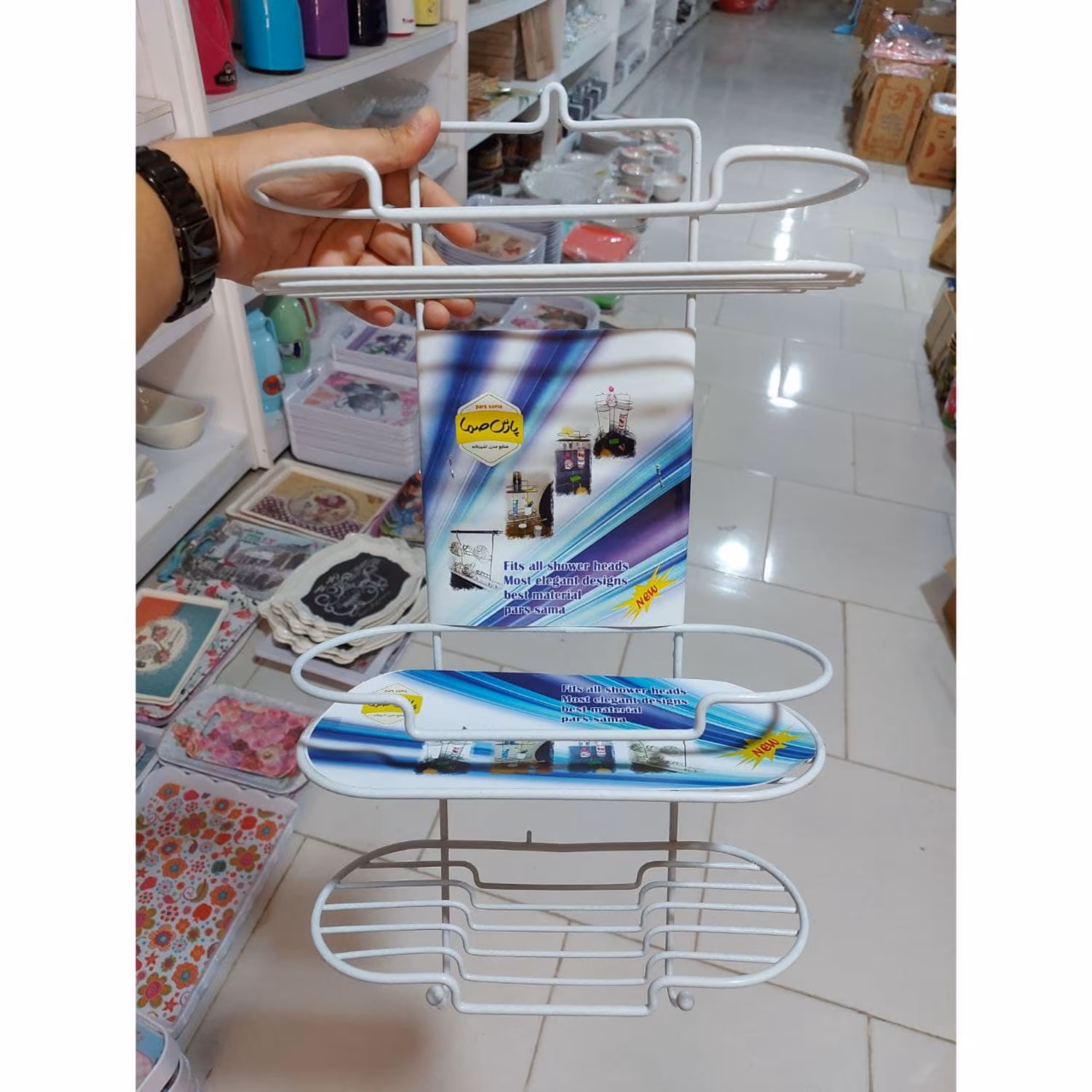 کنج حمام بیضی سه طبقه روکش دار کنج حمام3طبقه نظم دهنده 