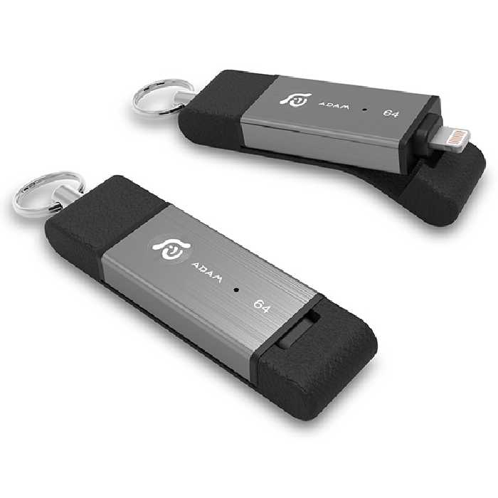 آدام المنتس فلش مموری لایتنینگ مدل iKlips DUO با ظرفیت 64 گیگابایت خاکستری - Hiapple.ir