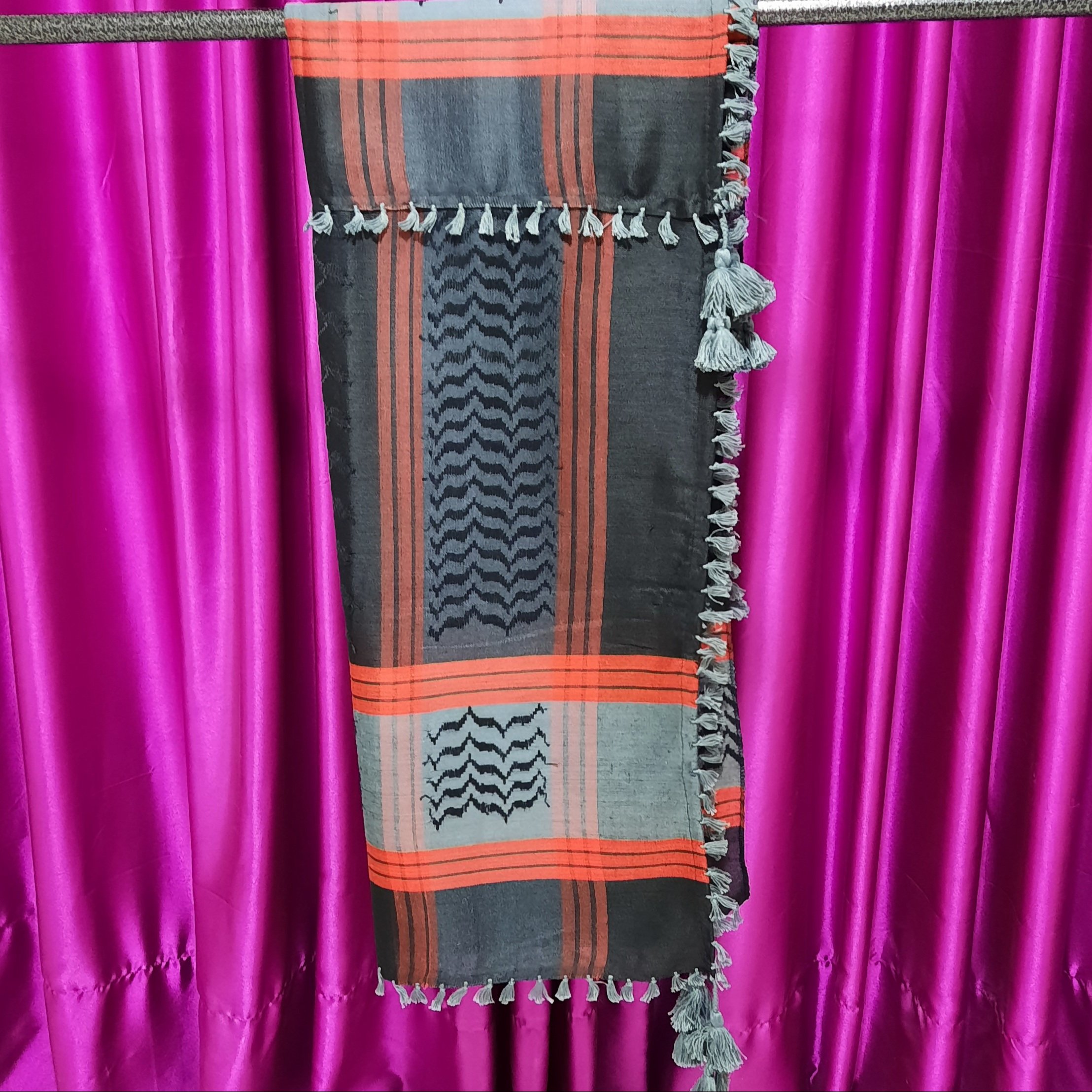شال چفیه طوسی مشکی