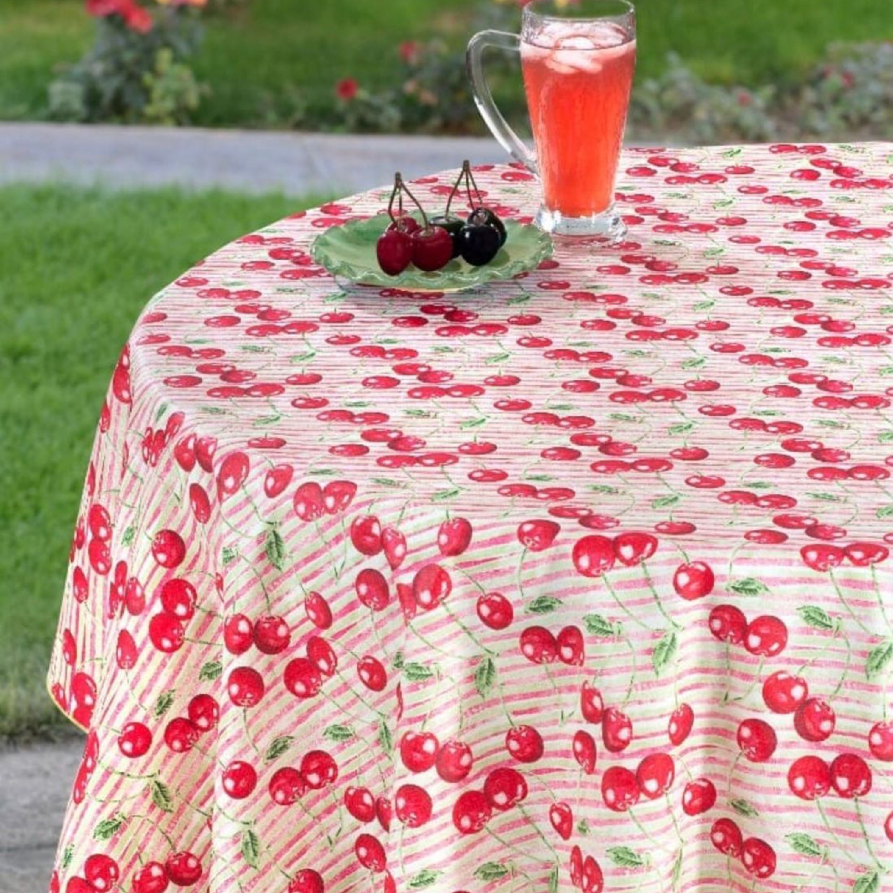 پارچه سفره ای عرض 140 طرح گیلاس