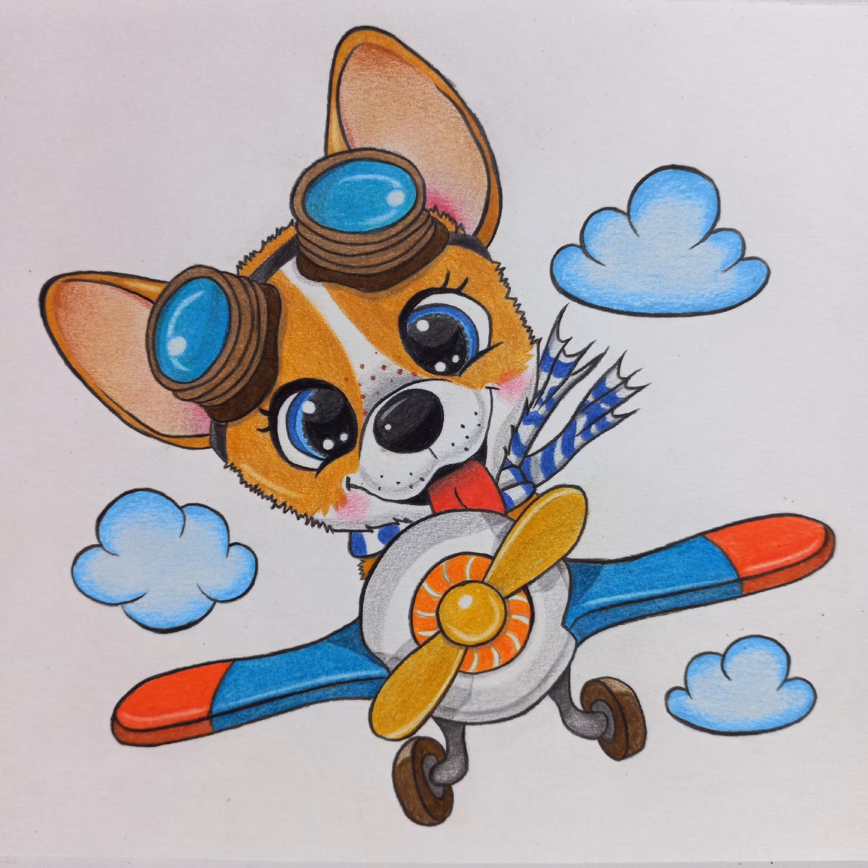 تابلو مدادرنگی اتاق کودک. سگ خلبان.