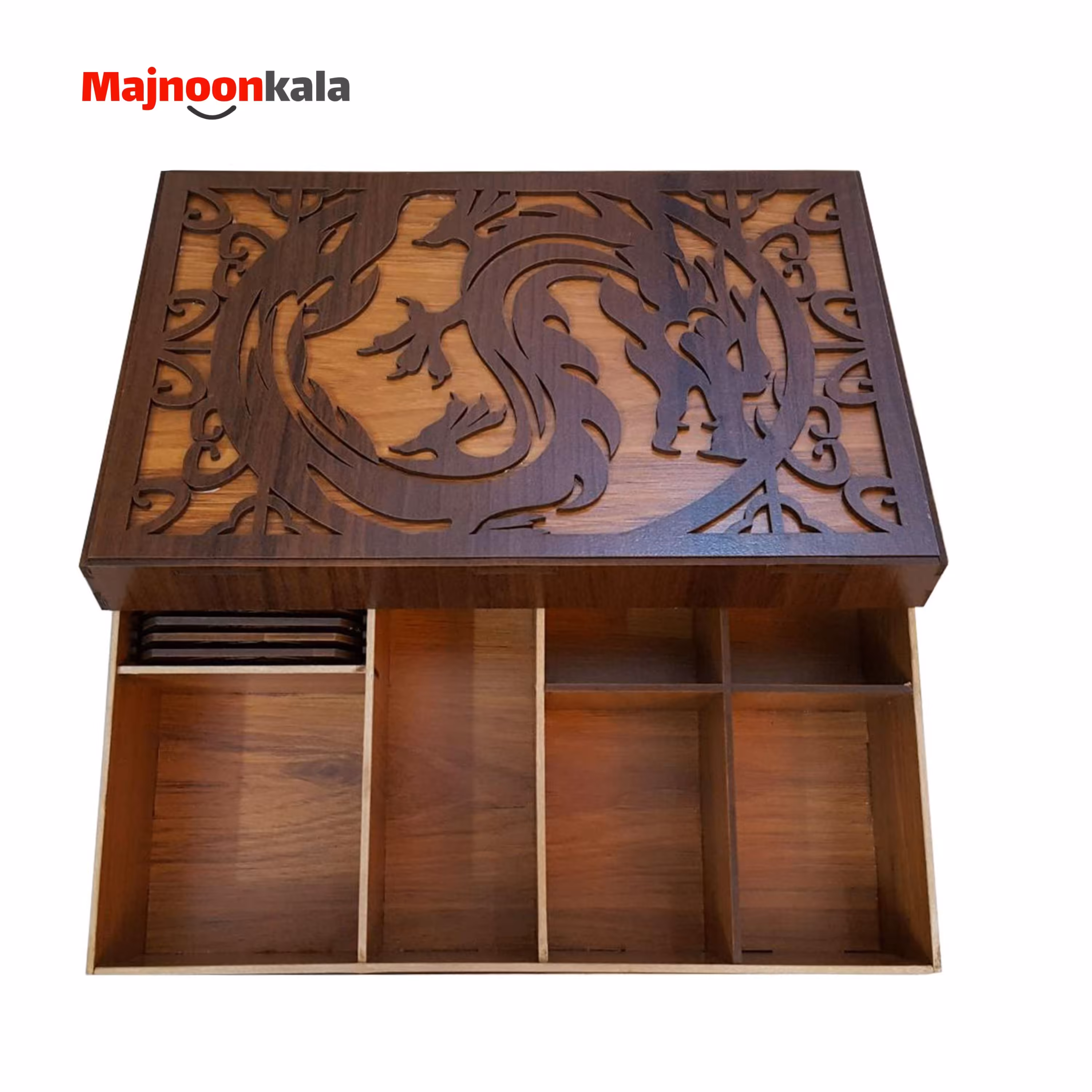 جعبه رومیزی تی بگ و تنقلات و زیر لیوانی مدل nova کد mj27