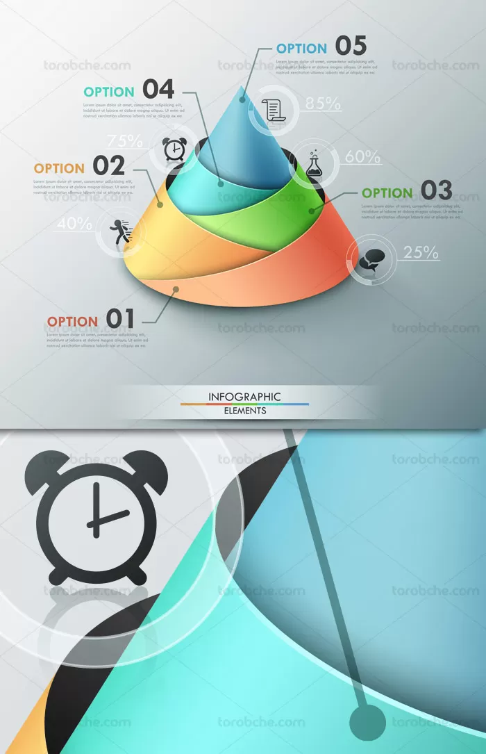 وکتور طرح نمودار اینفوگرافیک مثلثی چند لایه | گرافیک با طعم تربچه