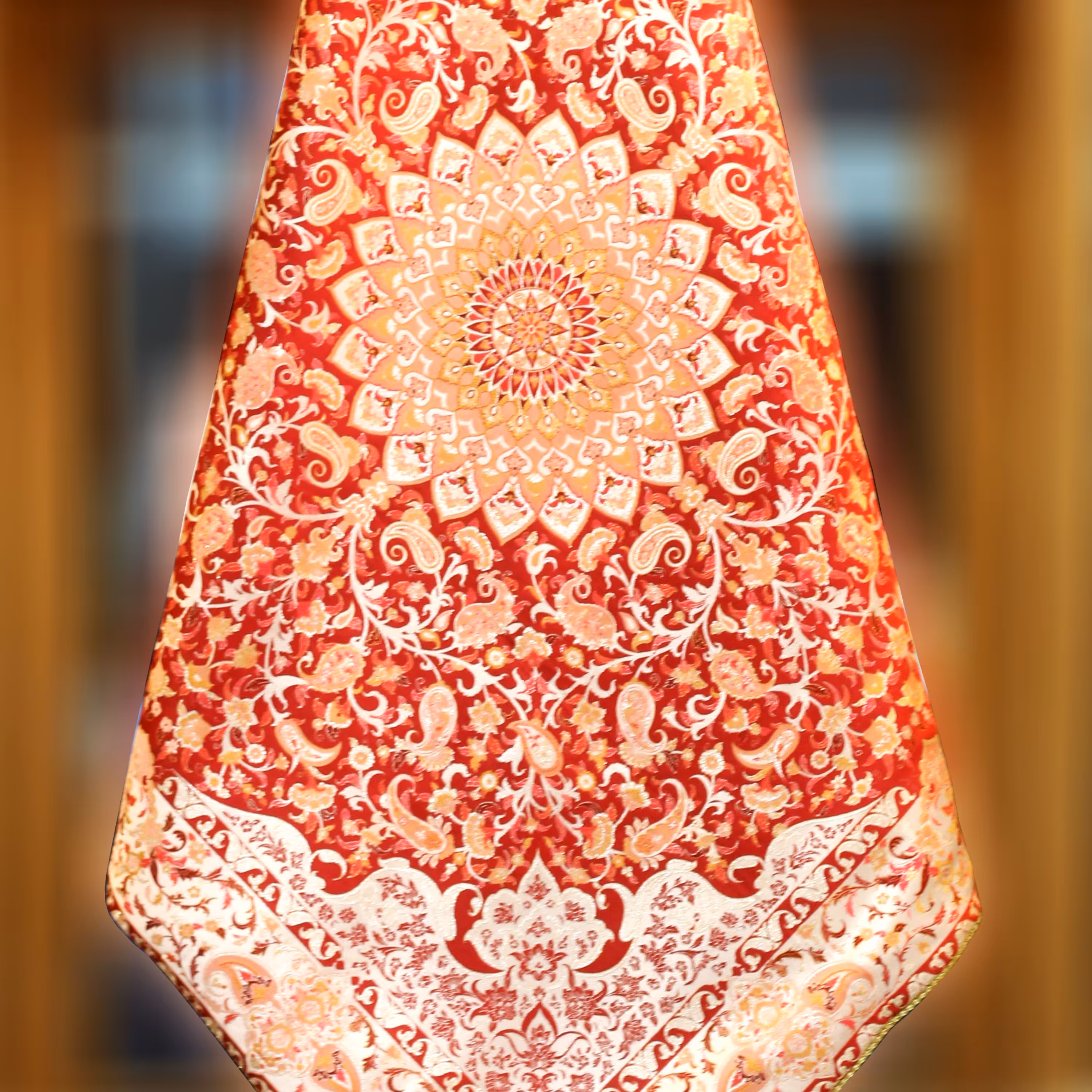 ترمه رومیزی 1 در 1 طرح بهاران قرمز