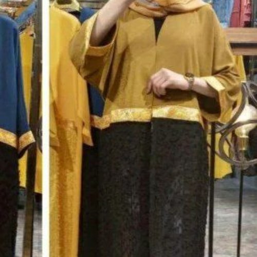 مانتو نوار طلایی جلو باز شاهانه