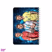 دفترچه یادداشت 80 برگ بامبیلیپ مدل چوبی طرح نیمار و مسی و رونالدو کد 2515240