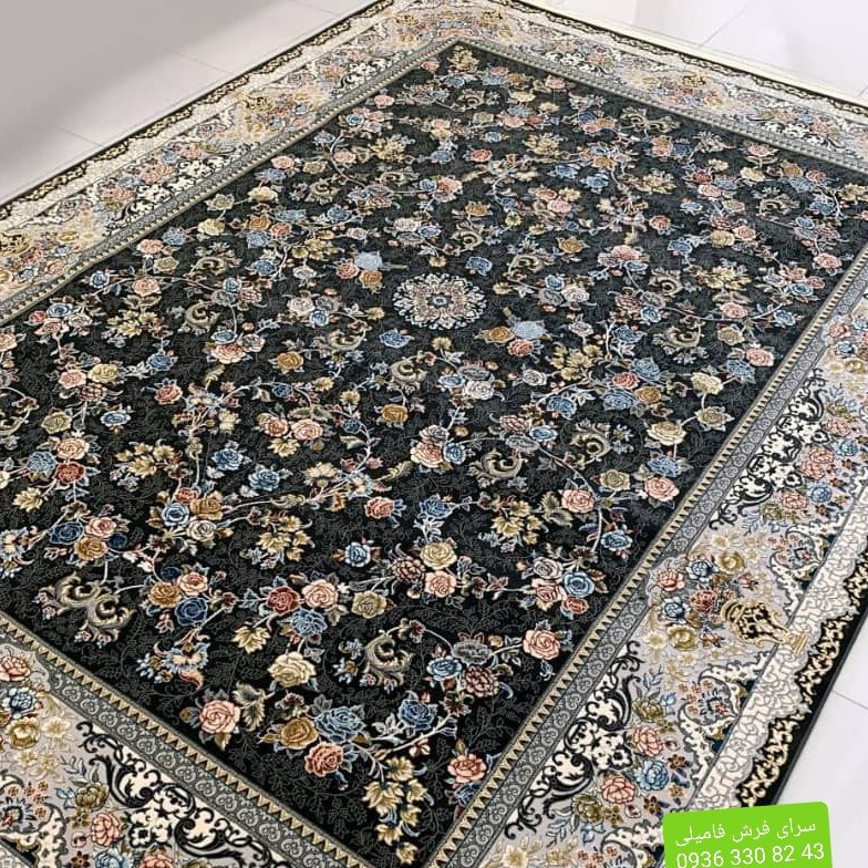 فرش ماشینی700شانه گل برجسته6متری تراکم3000طرح هستی رنگ متالیک