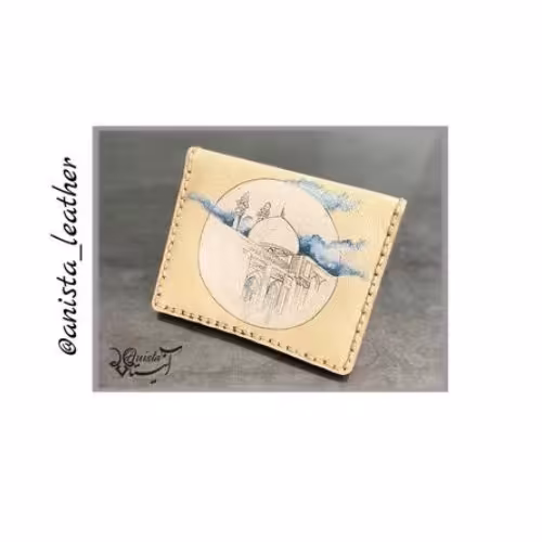 کیف کارتی طرح مسجد جامع اصفهان رنگ خاص چرم بزی ایرانی سبک و شیک ارسال رایگان همراه با هدیه