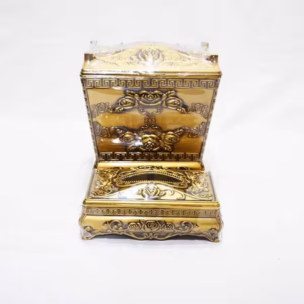 سطل و جا دستمال فانتزی ساده (مسی طلایی)