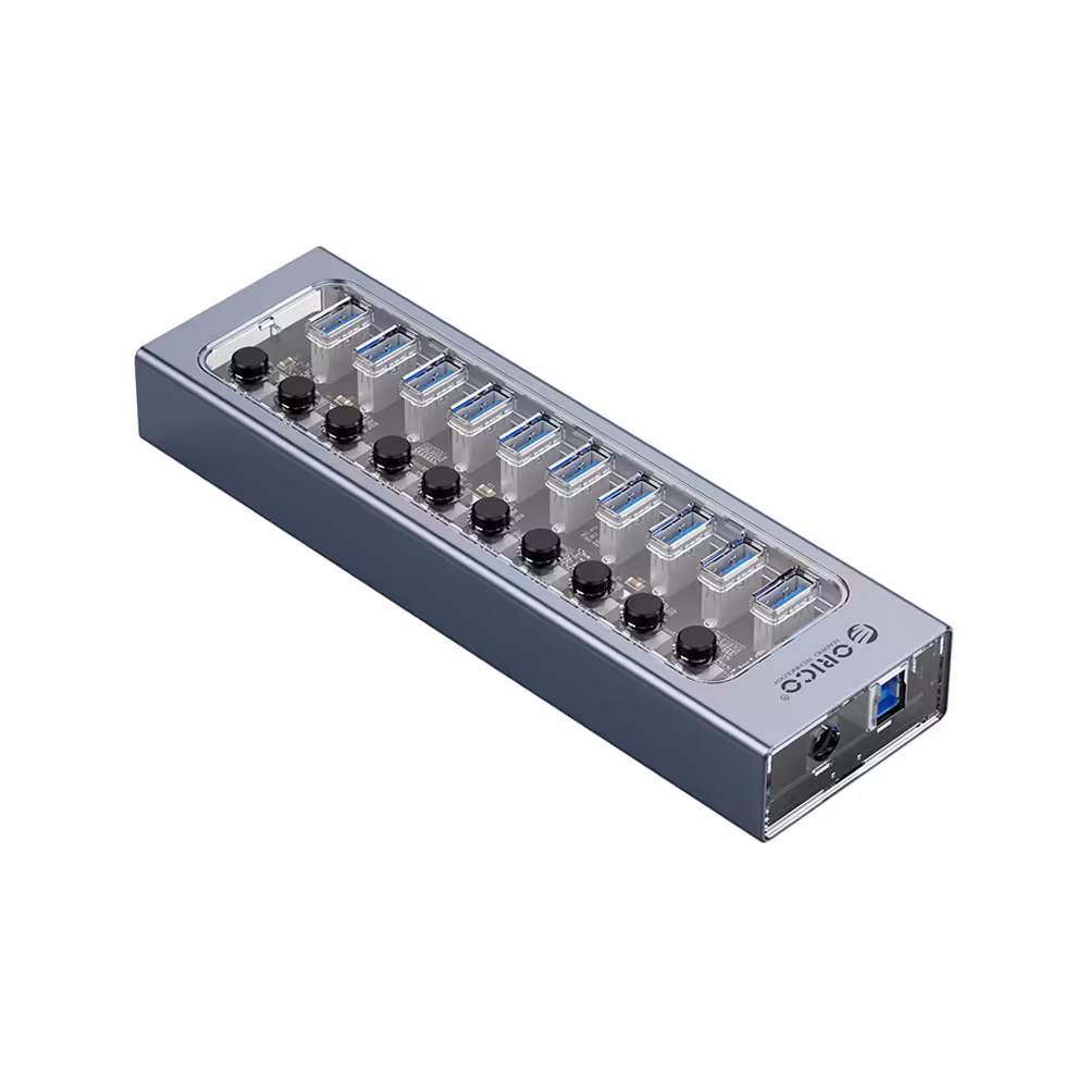هاب 10 پورت اوریکو مدل ORICO AT2U3-10AB 10Port Hub With Individual Switches