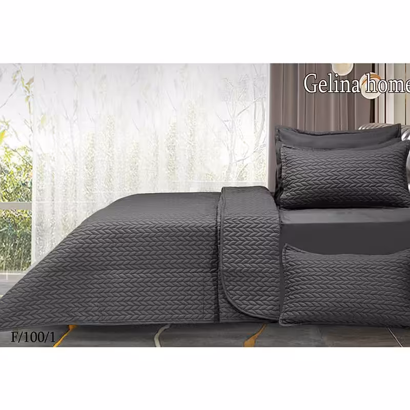 روتختی دونفره بهاره پنبه دوزی 6 تیکه جنس ترک و درجه یک طوسی