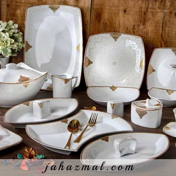 سرویس چینی پردیس طرح فرهان طلایی 105 پارچه کد 500b