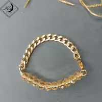 دستبند زنجیری استیل با مهره کریستالی رنگ ثابت دخترانه زنانه