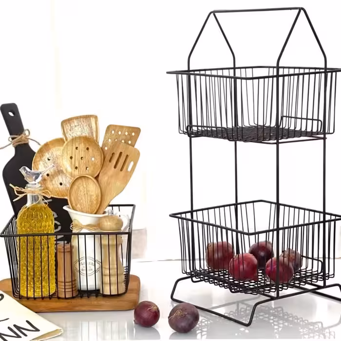 سبد سیب زمینی و پیاز 2 طبقه.
بالای دسته تا پایین 58
سبد ها.23 در 28 .فاصله طبقات 27.