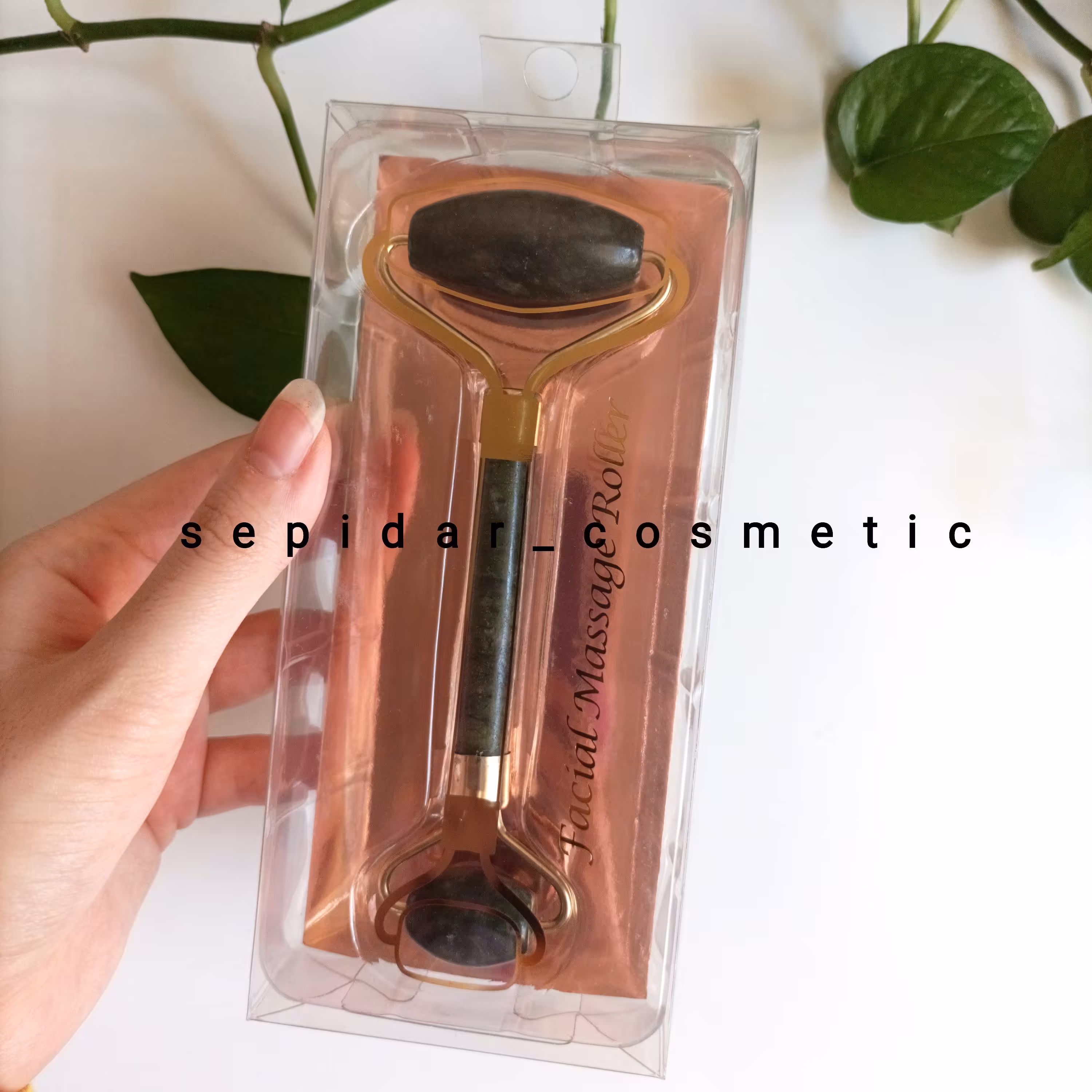 ماساژور دستی صورت و گردن جیدرولر سبز سنگ یشم همراه با قاب طلقی