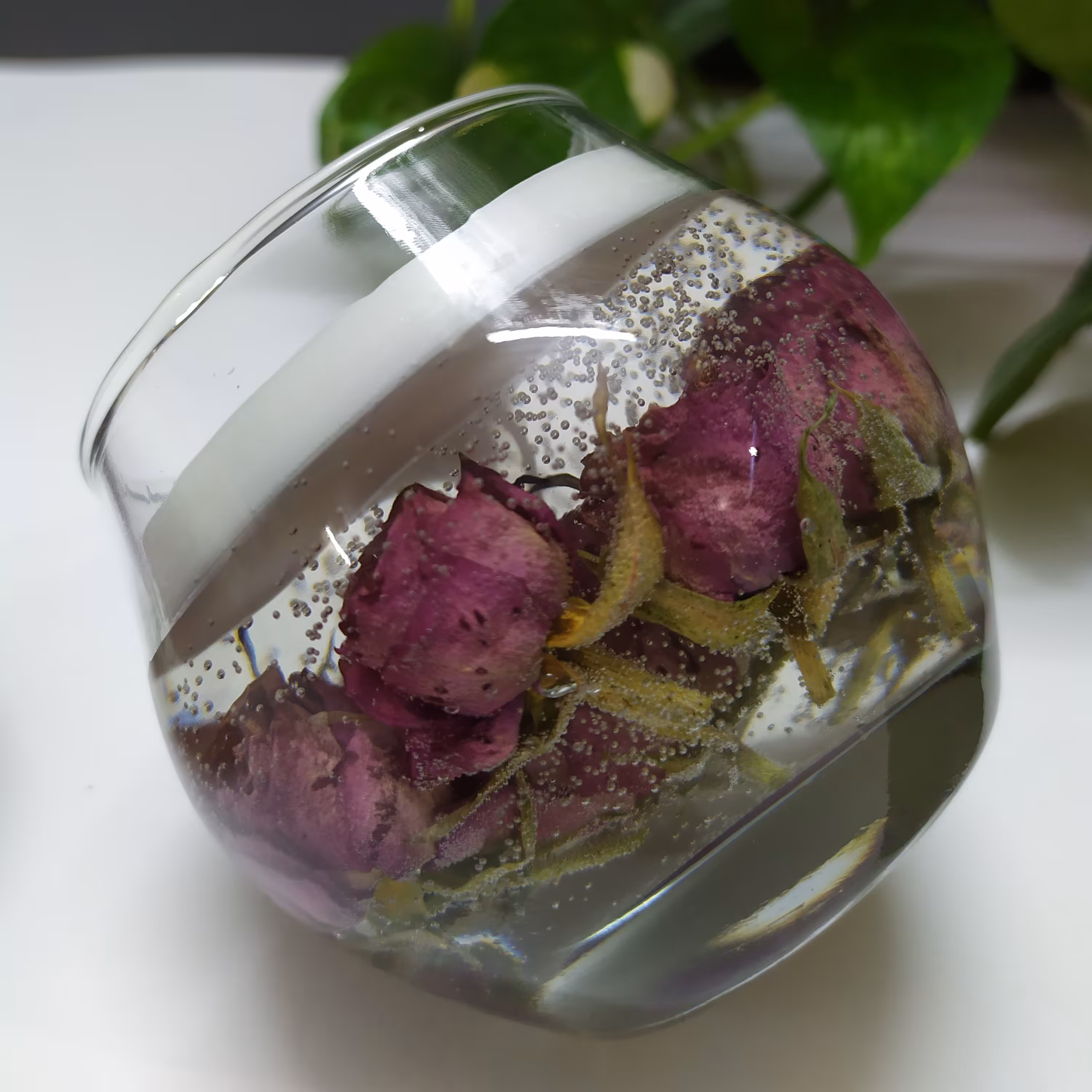 شمع ژله ای با دیزاین گل مینیاتوری   شمع شات ژله ای   رز مینیاتوری 