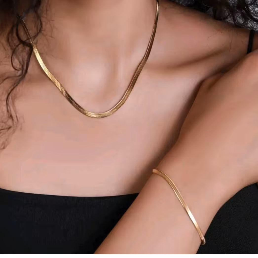 دستبند ماری طلایی با عرض 3میل